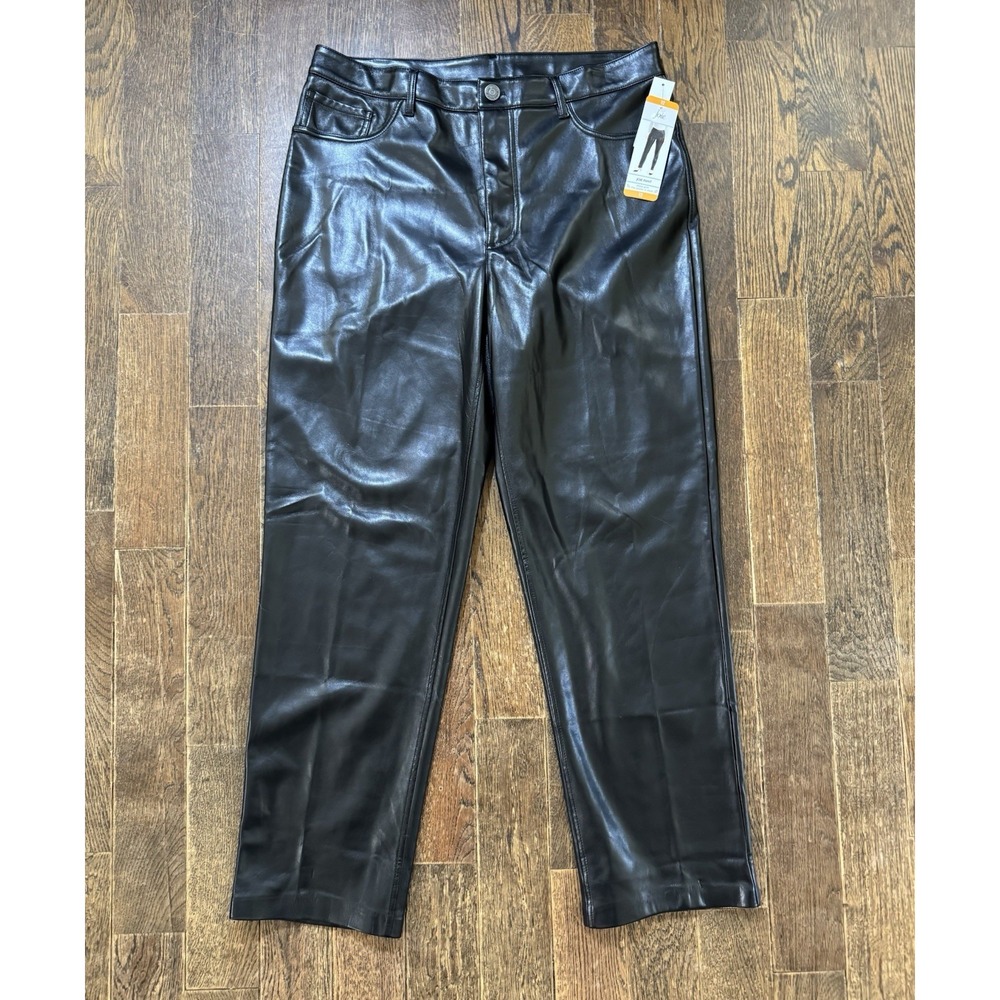 Joie Pants Womens 12‎ Black New Faux Leather Straight High Rise W33xL28 NWT